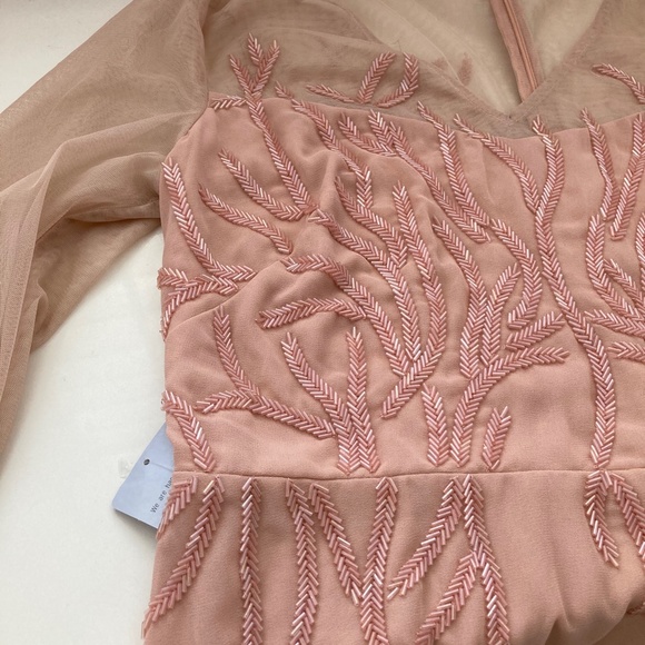 JS COLLECTIONS VIOLET CHIFFON BEADED EVENING DRESS - Picture 9 of 16